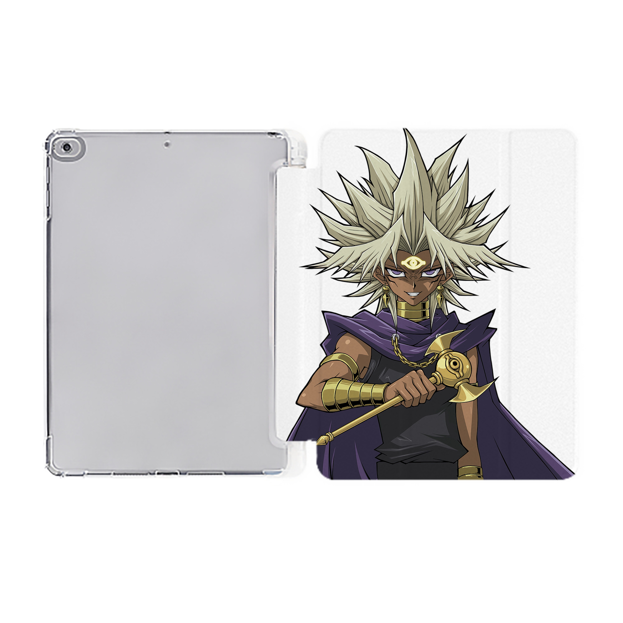 （画像用） 遊☆戯☆王 Yu-Gi-Oh! IPad ケース ペン収納付き 三つ折りスタンド PUレザー×シリコン 対応機種9.5/10.5/10.9インチ